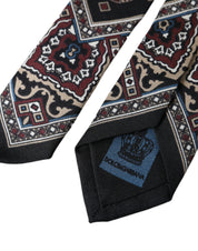 Black Printed 100% Silk Adjustable Men Tie