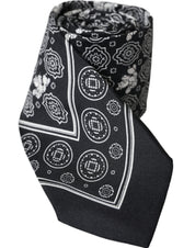 Black Patterned 100%Silk Adjustable Tie