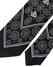 Black Patterned 100%Silk Adjustable Tie