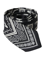 Black Patterned 100%Silk Adjustable Tie