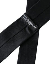 Black Solid 100% Silk Adjustable Tie