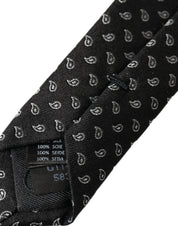 Black Jacquard Patterned Silk Adjustable Men Tie