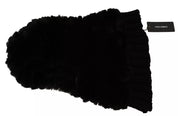 Black Silver Fox Fur Cashmere Hooded Scarf