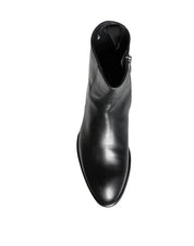 Black Calf Leather Men Ankle Boots Men Shoes