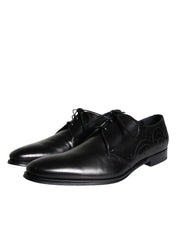 Black Calfskin Leather Derby Men Dress Shoes