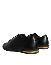 Black Gold Leather Classic Sneakers Shoes
