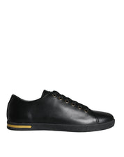 Black Gold Leather Classic Sneakers Shoes