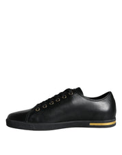 Black Gold Leather Classic Sneakers Shoes