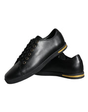 Black Gold Leather Classic Sneakers Shoes