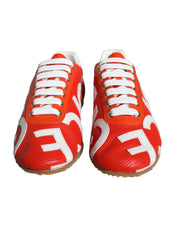 Red White Leather Logo Casual Sneakers Shoes