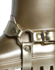 Metallic Gold Rubber PVC Rain Boots Shoes