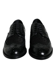 Black Leather Floral Lace Dress Formal Shoes