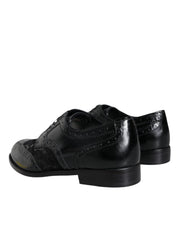 Black Leather Floral Lace Dress Formal Shoes