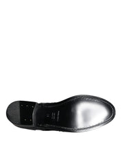 Dolce & Gabbana Black Leather Floral Lace Dress Formal Shoes Dolce & Gabbana