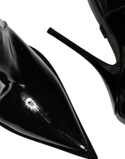 Dolce & Gabbana Black Patent Leather Pointed Ankle Boots Shoes Dolce & Gabbana