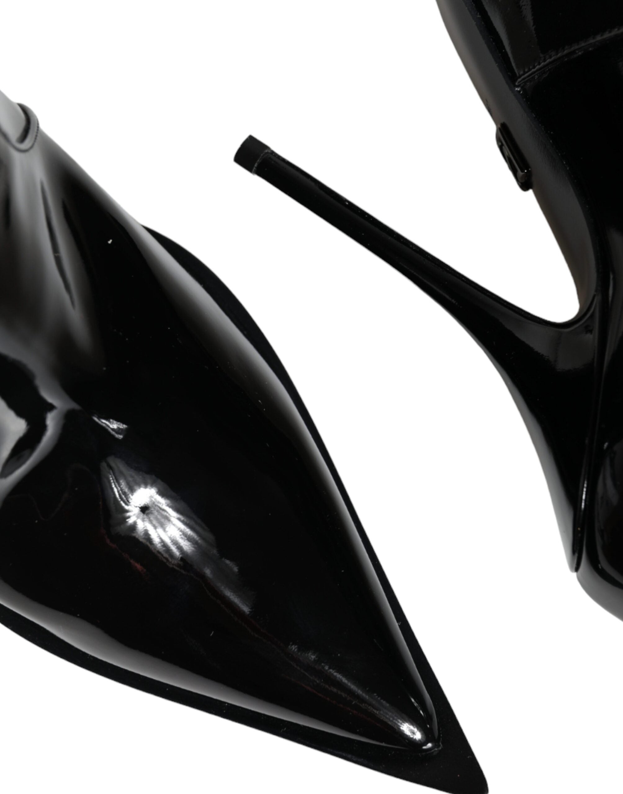 Dolce & Gabbana Black Patent Leather Pointed Ankle Boots Shoes Dolce & Gabbana