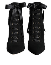 Black Jersey Stretch Ankle Booties Shoes