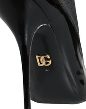 Black Leather Stilettos Booties Socks Shoes