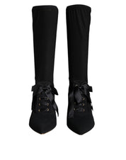 Dolce & Gabbana Black Stiletto Heels Mid Calf Boots Shoes Dolce & Gabbana