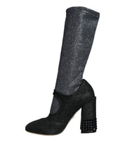 Black Crystal Mary Janes Booties Shoes