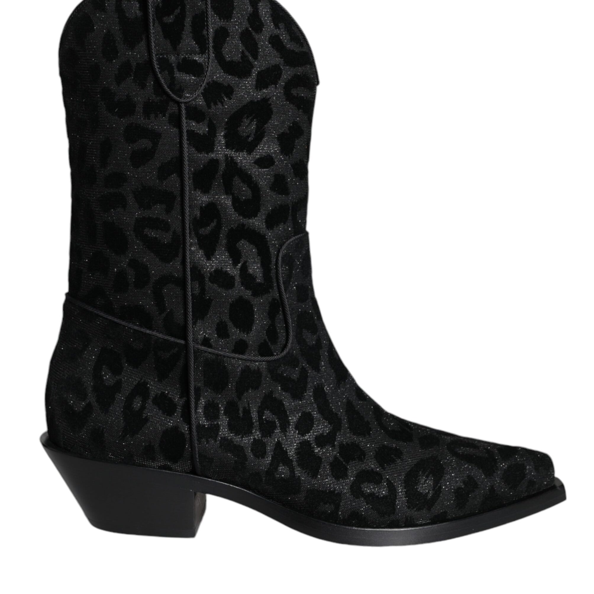Dolce & Gabbana Black Gray Leopard Cowboy Boots Shoes Dolce & Gabbana