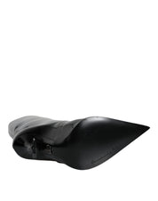 Black Patent Leather Mid Calf Boots Shoes