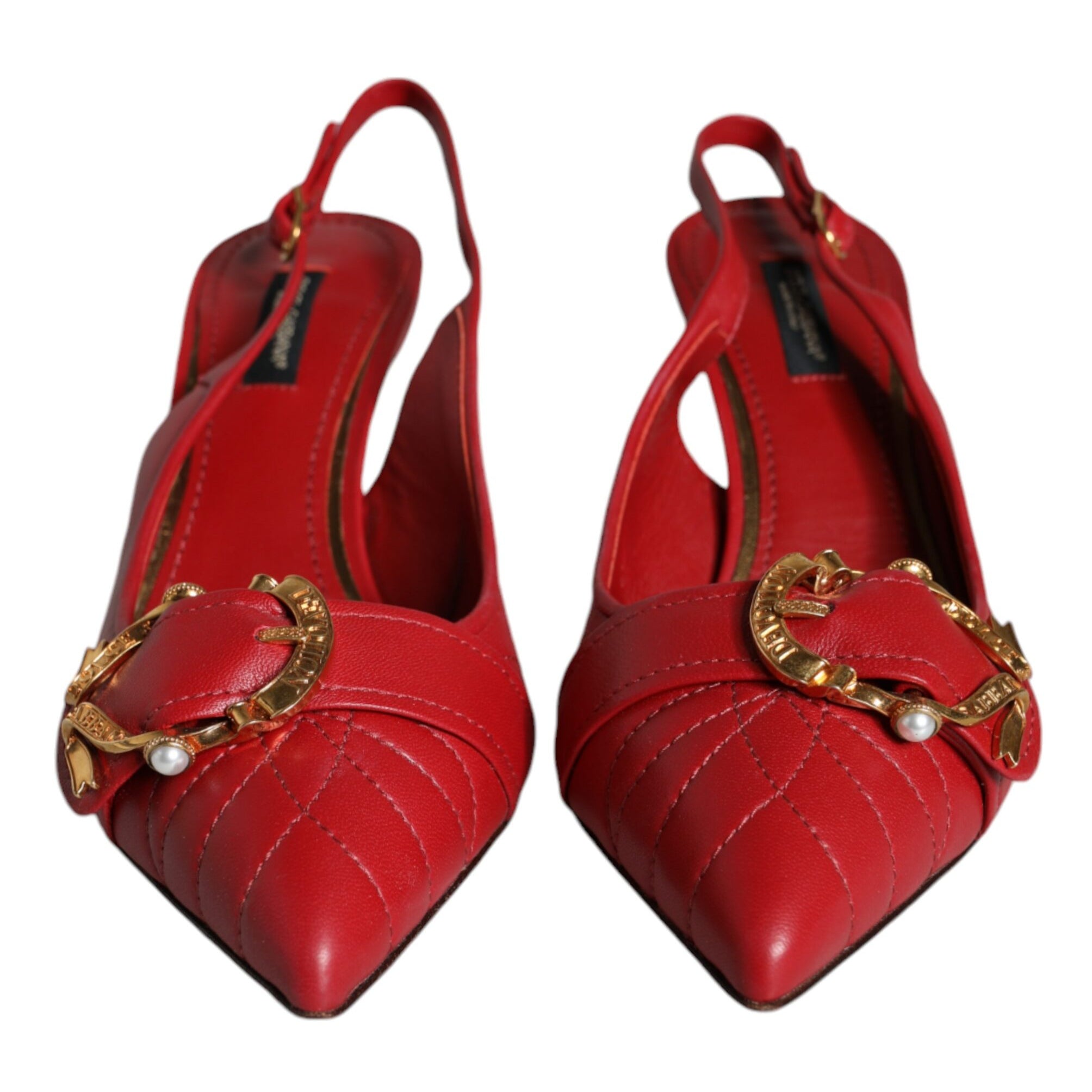 Dolce & Gabbana Red Devotion Leather Heels Slingback Shoes Dolce & Gabbana