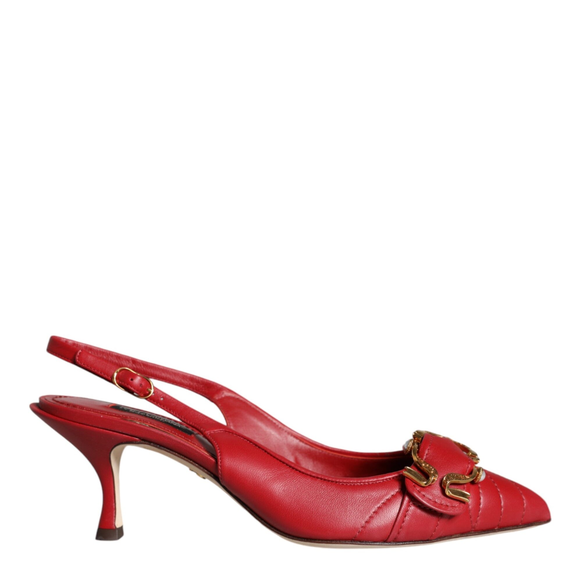 Dolce & Gabbana Red Devotion Leather Heels Slingback Shoes Dolce & Gabbana