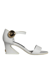White Leather Heels Keira Sandals Shoes