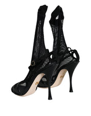 Dolce & Gabbana Black Mesh Stiletto Heels Sandals Shoes Dolce & Gabbana