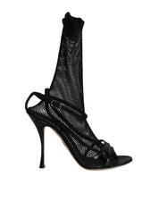 Dolce & Gabbana Black Mesh Stiletto Heels Sandals Shoes Dolce & Gabbana
