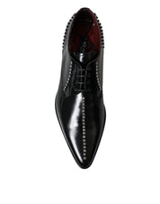 Black Leather Crystal Dress Formal Shoes
