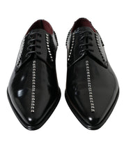Black Leather Crystal Dress Formal Shoes