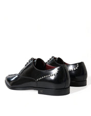 Black Leather Crystal Dress Formal Shoes