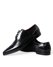 Black Leather Crystal Dress Formal Shoes