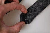 Dark Gray Plaid Patterned Silk Adjustable Men Tie