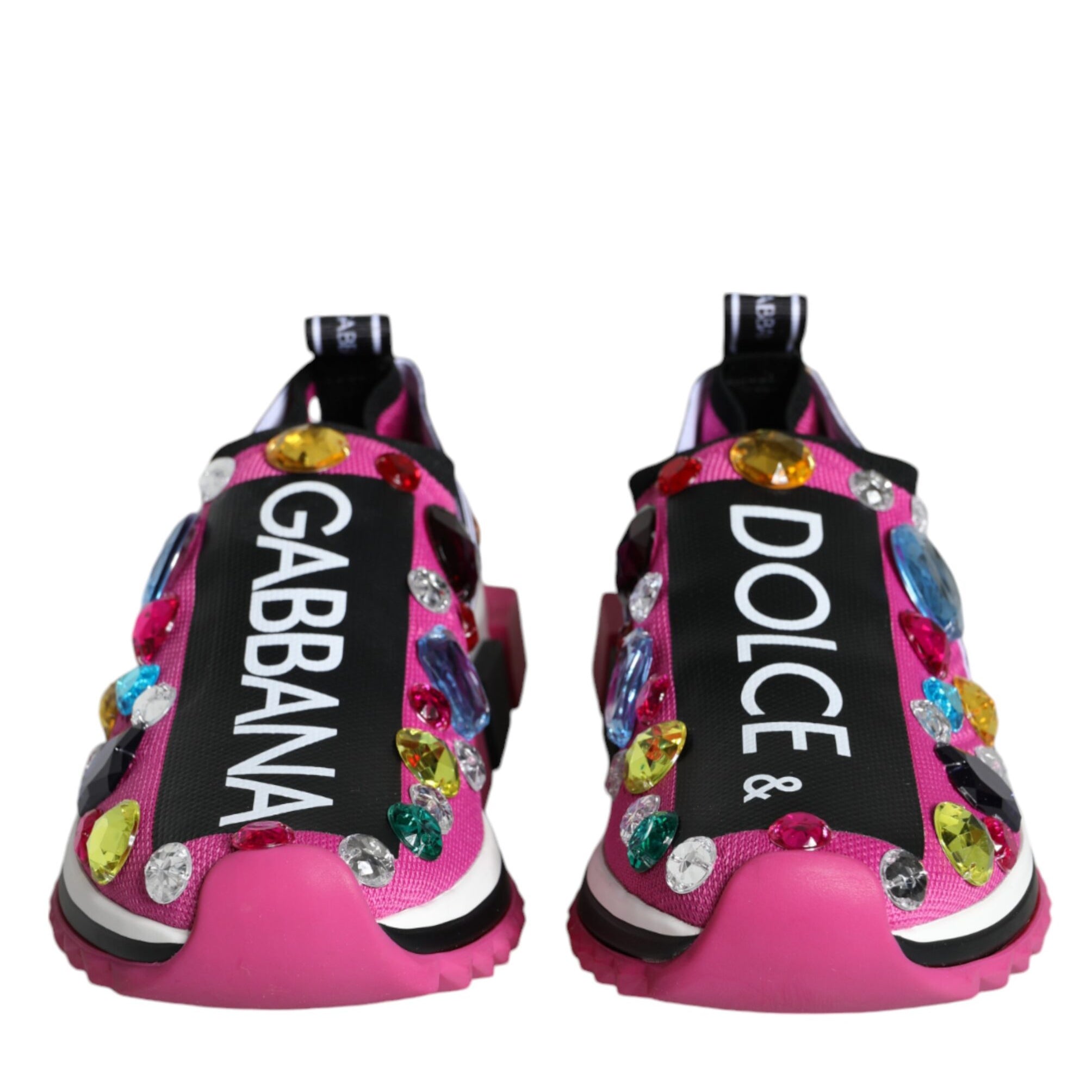 Dolce & Gabbana Pink Sorrento Crystals Low Top Sneakers Shoes Dolce & Gabbana