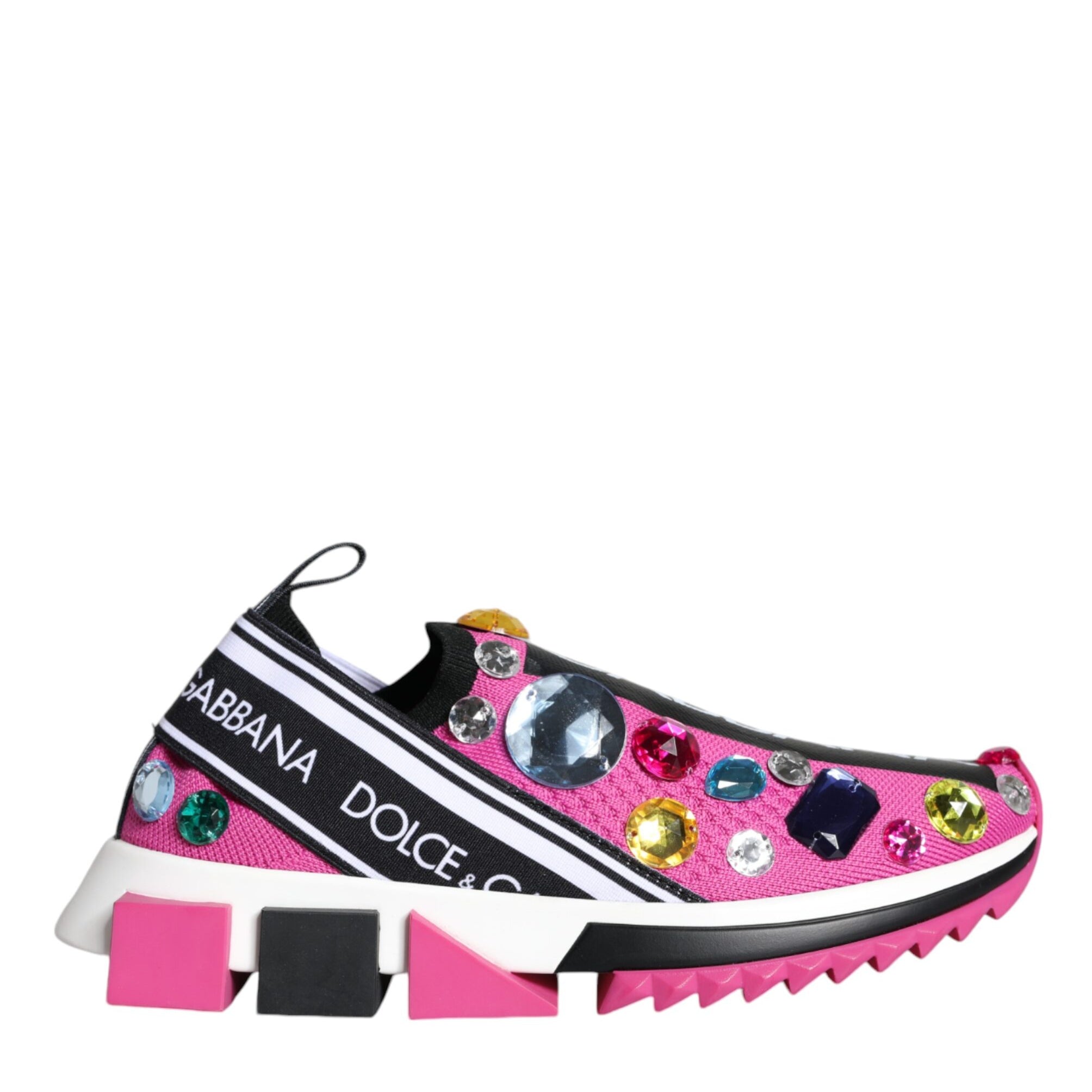 Dolce & Gabbana Pink Sorrento Crystals Low Top Sneakers Shoes Dolce & Gabbana