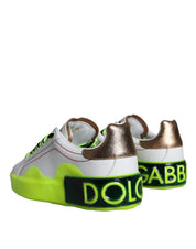 White Leather Portofino Low Top Sneakers Shoes