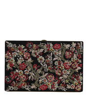 Multicolor Floral Gold Frame Clutch Evening Purse Bag