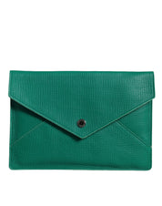 Green Leather Handbag Clutch Mini Purse Pouch Tablet Case