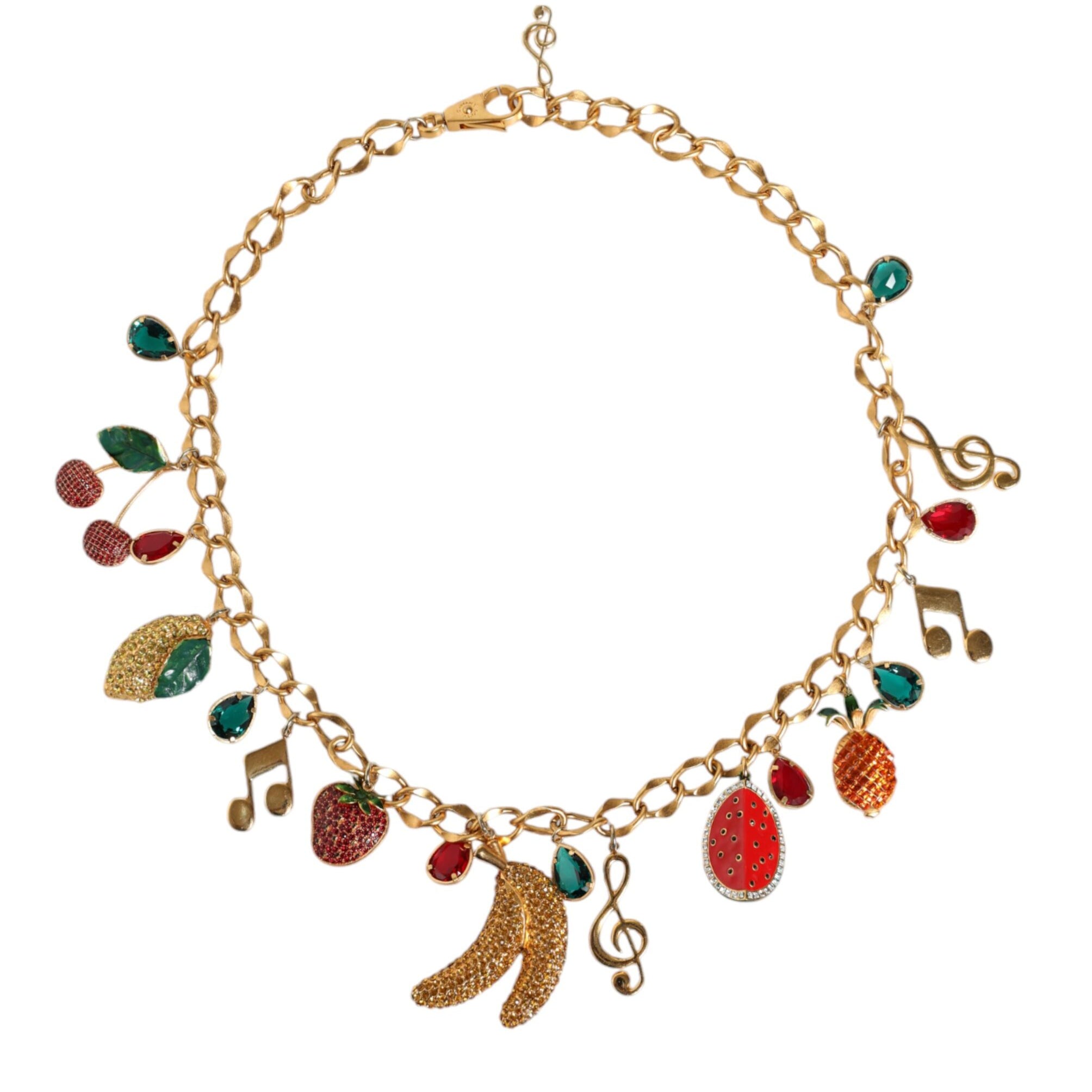 Dolce & Gabbana Gold Tone Brass Fruity Crystal Embellished Waist Chain Belt Dolce & Gabbana
