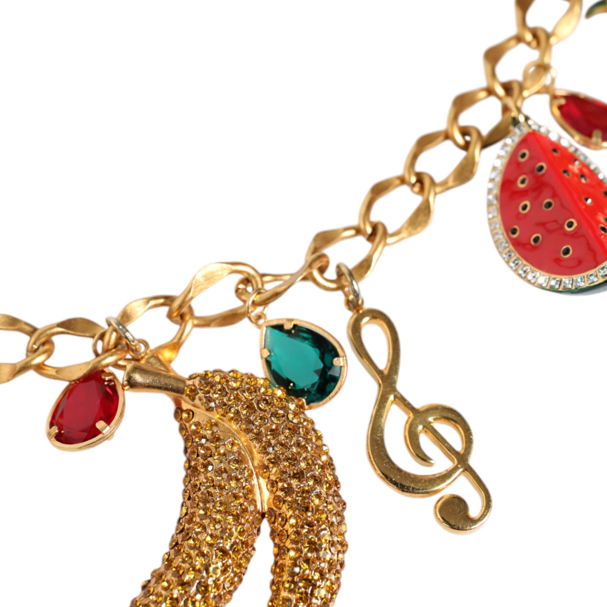 Dolce & Gabbana Gold Tone Brass Fruity Crystal Embellished Waist Chain Belt Dolce & Gabbana