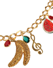 Dolce & Gabbana Gold Tone Brass Fruity Crystal Embellished Waist Chain Belt Dolce & Gabbana