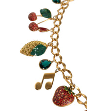 Dolce & Gabbana Gold Tone Brass Fruity Crystal Embellished Waist Chain Belt Dolce & Gabbana