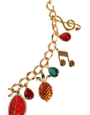 Dolce & Gabbana Gold Tone Brass Fruity Crystal Embellished Waist Chain Belt Dolce & Gabbana
