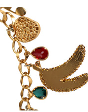 Dolce & Gabbana Gold Tone Brass Fruity Crystal Embellished Waist Chain Belt Dolce & Gabbana