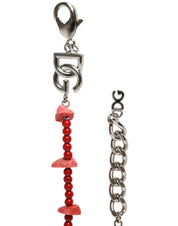 Silver Tone Brass Beaded Resin DG Logo Chain Bracelet
