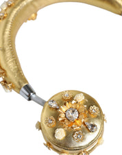 Gold Leather Floral Crystal Angel Headset Headphones