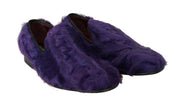 Purple Sheep Fur Leather Loafers